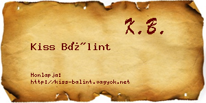 Kiss Bálint névjegykártya